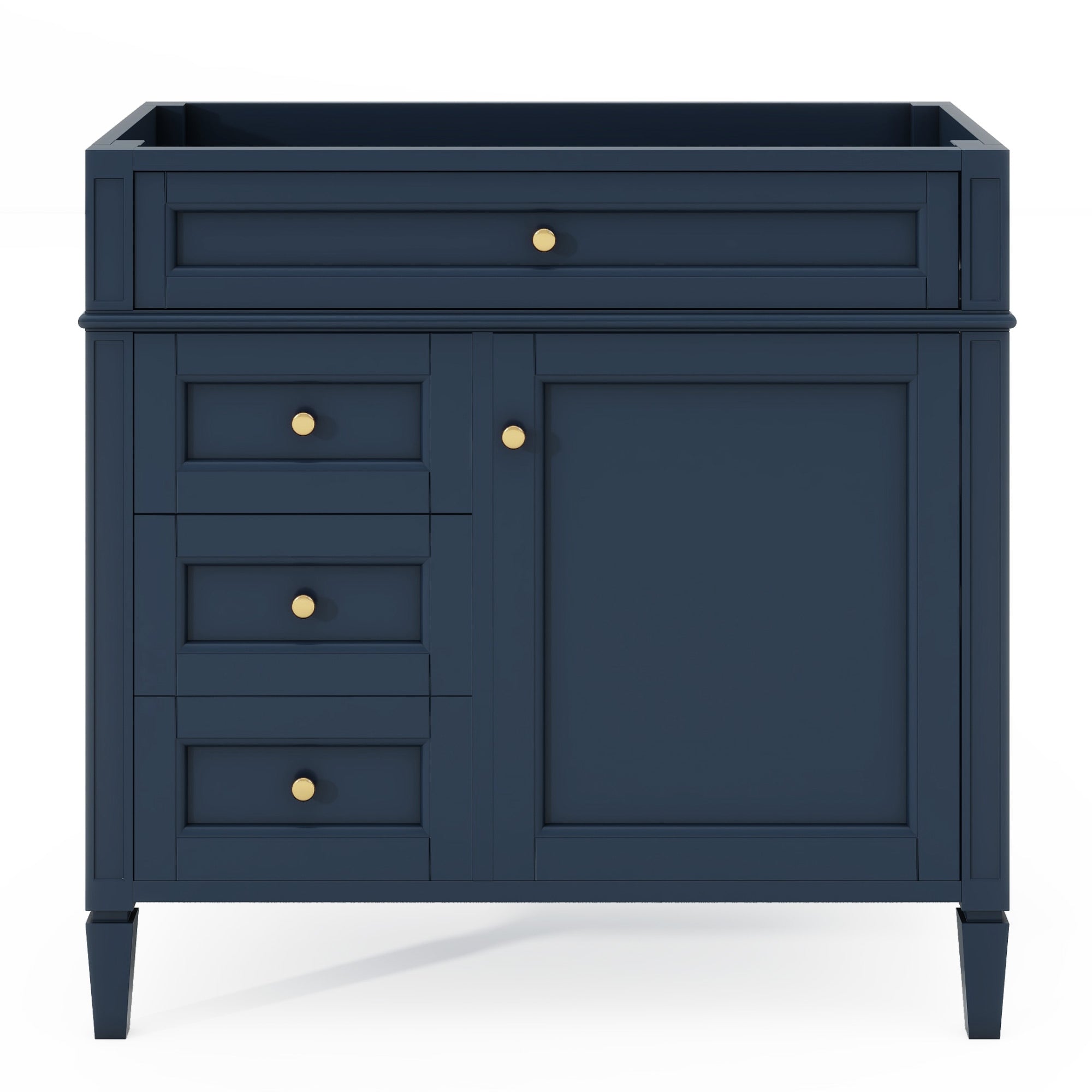VanityFus 36-in Blue Bathroom Vanity Undermount 1 Soft Close Door 3 Drawers without Top Adjustable Shelves